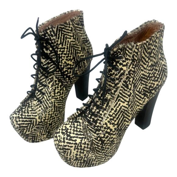 Jeffrey Campbell Lita Havana Last Fur Zebra Platform Booties Size 8 - Picture 4 of 9